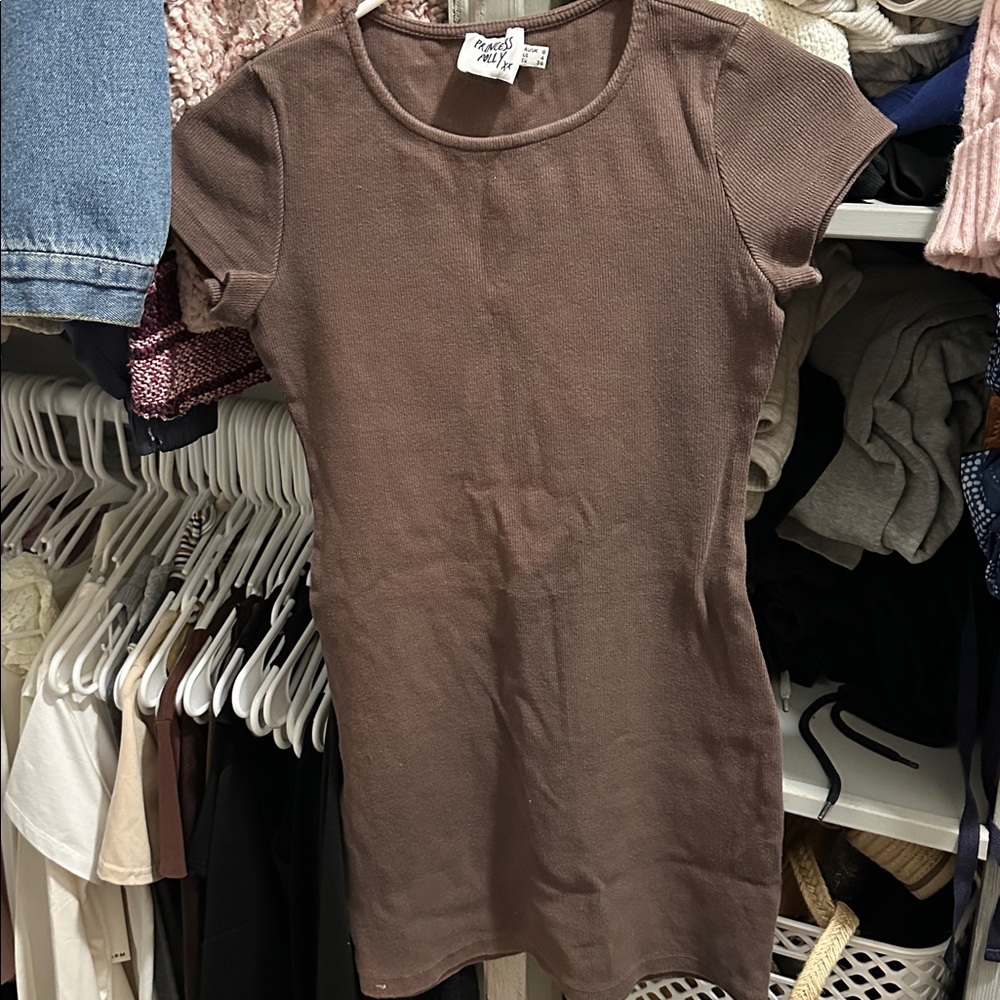 Brown Short Sleeve Dress